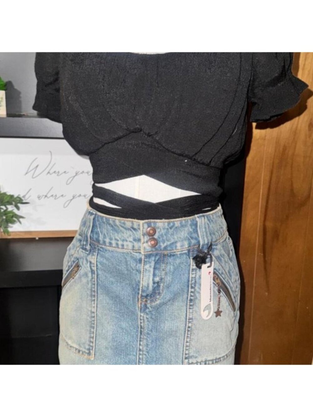Denim Utility Cargo Mini Skirt
